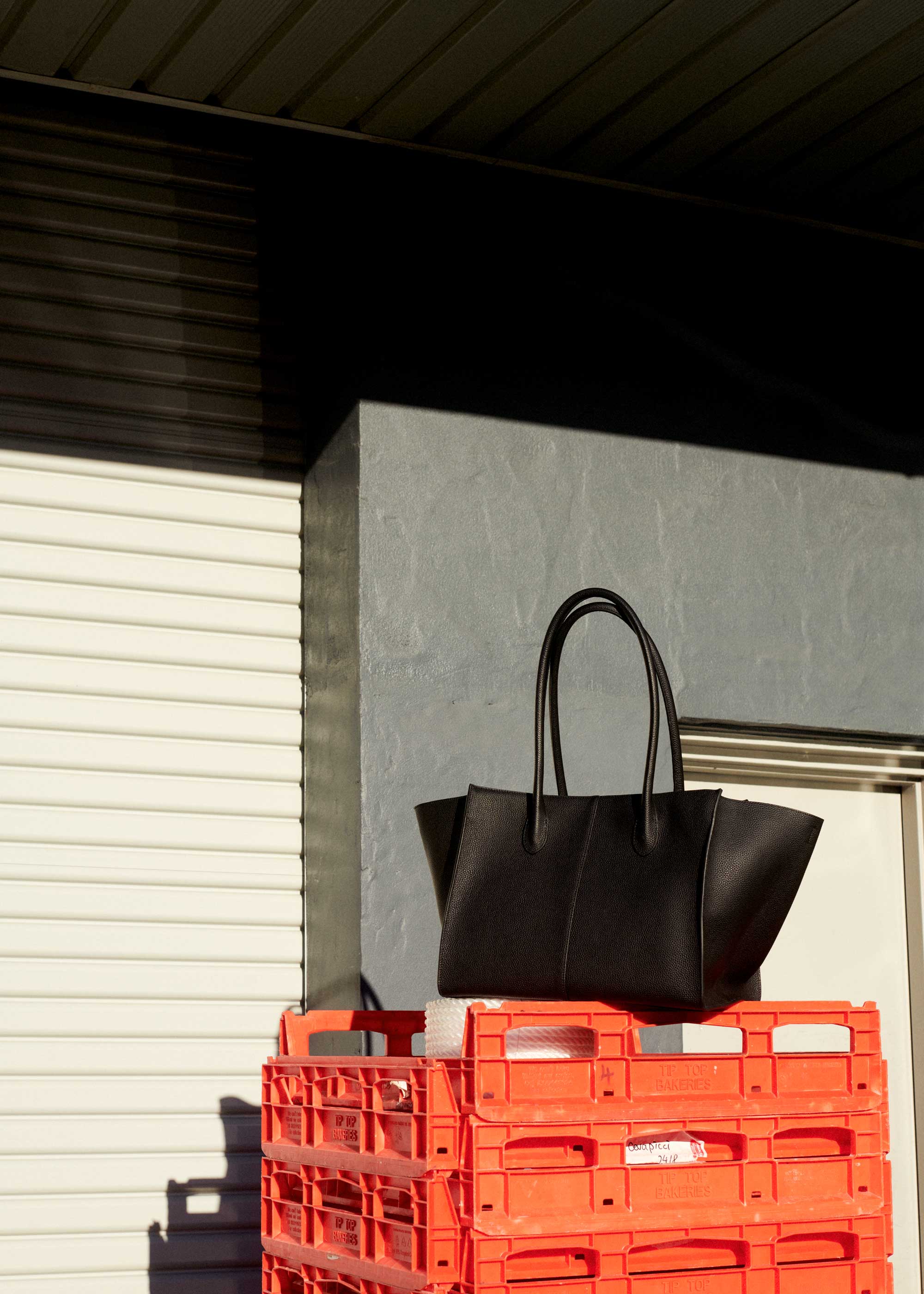 7.44 Black Soft Grained Large Tote