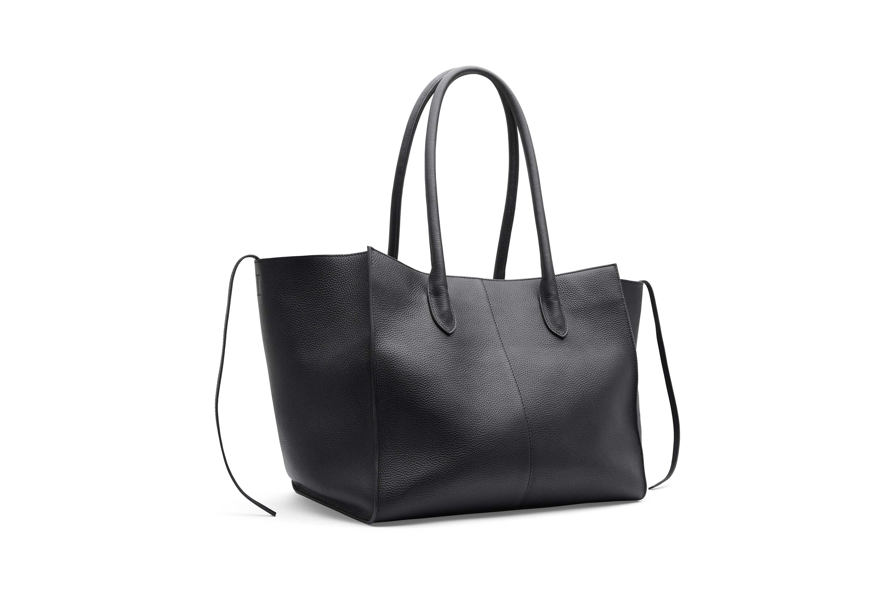 7.44 Black Soft Grained Large Tote