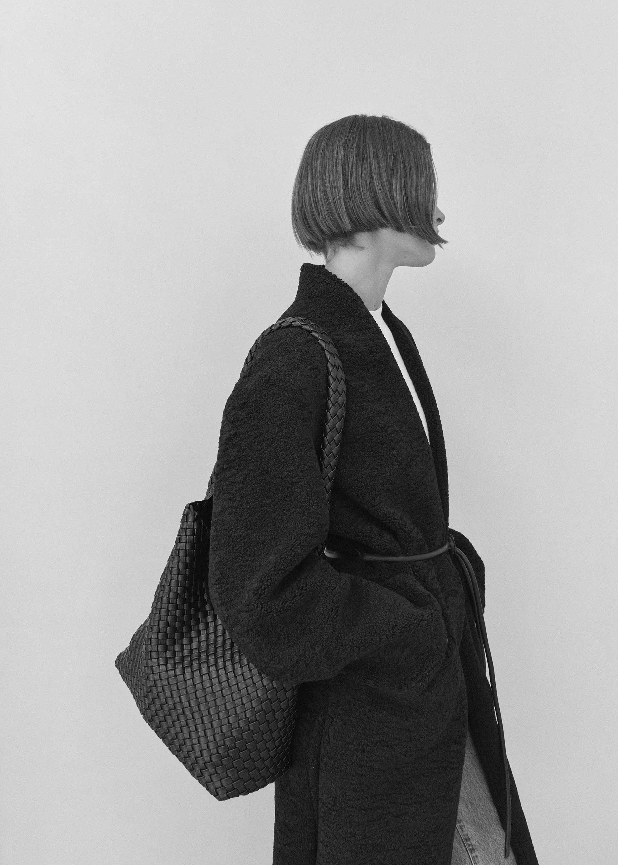 20.57 Black Recycled Alt-Leather Woven Large Tote